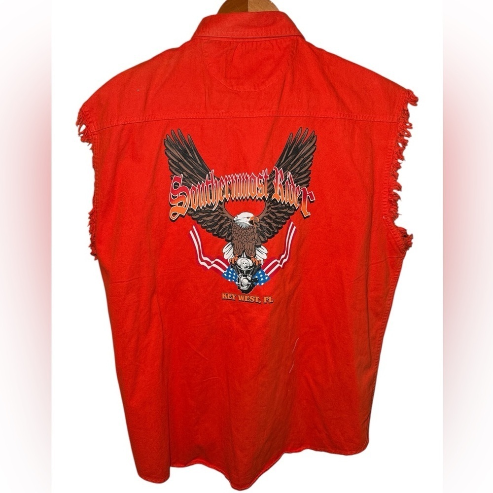 Motorcycle Apparel "Southern Most Rider" Key West FL Biker Vest Size XL Denim